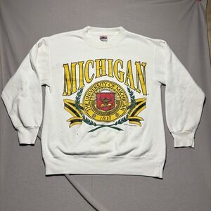 Vintage 1990  University Of Michigan Sweatshirt XL Nutmeg Crewneck Pullover 90s